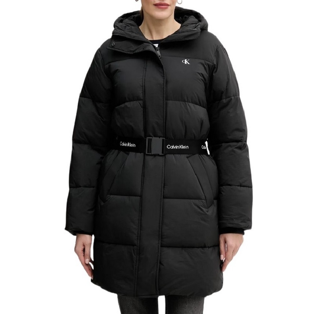 CALVIN KLEIN JEANS BELTED MIDWEIGHT LONG PUFFER ΜΠΟΥΦΑΝ ΓΥΝΑΙΚΕΙΟ BLACK