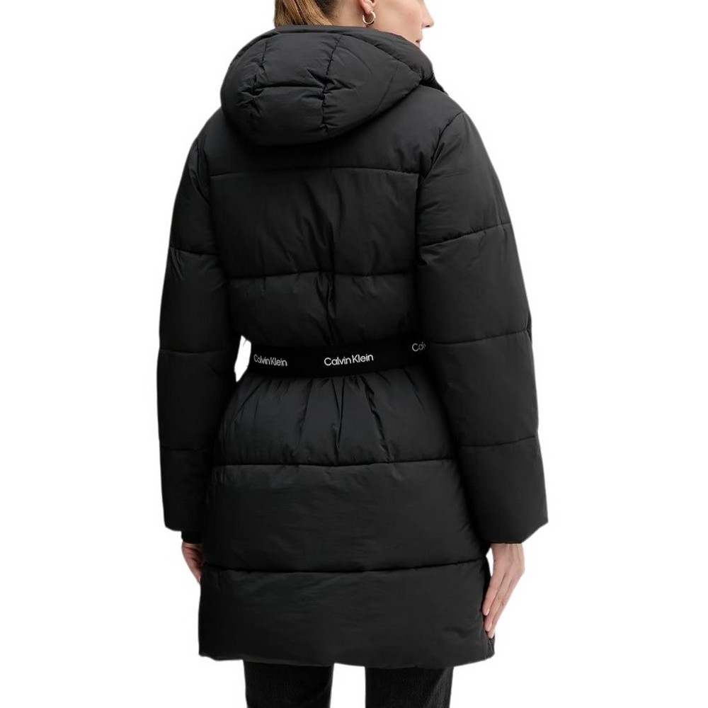 CALVIN KLEIN JEANS BELTED MIDWEIGHT LONG PUFFER ΜΠΟΥΦΑΝ ΓΥΝΑΙΚΕΙΟ BLACK