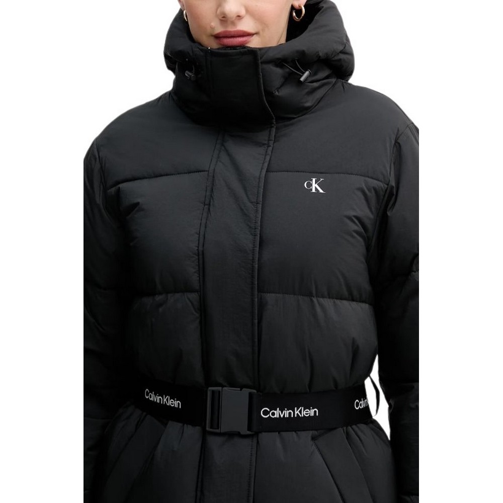 CALVIN KLEIN JEANS BELTED MIDWEIGHT LONG PUFFER ΜΠΟΥΦΑΝ ΓΥΝΑΙΚΕΙΟ BLACK
