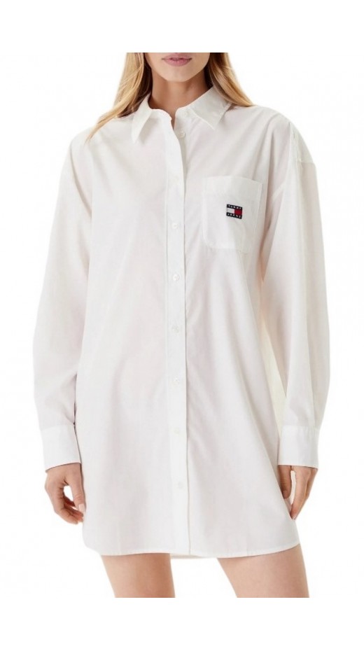 TOMMY JEANS OVS MINI SHIRT DRESS EXT ΦΟΡΕΜΑ ΠΟΥΚΑΜΙΣΟ ΓΥΝΑΙΚΕΙΟ OFF WHITE