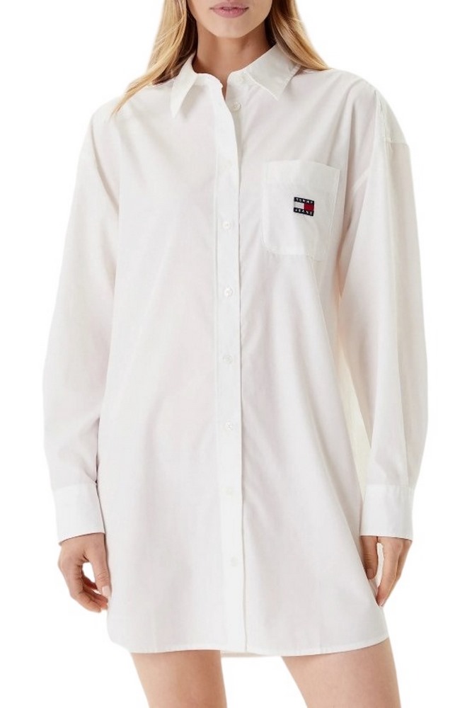 TOMMY JEANS OVS MINI SHIRT DRESS EXT ΦΟΡΕΜΑ ΠΟΥΚΑΜΙΣΟ ΓΥΝΑΙΚΕΙΟ OFF WHITE
