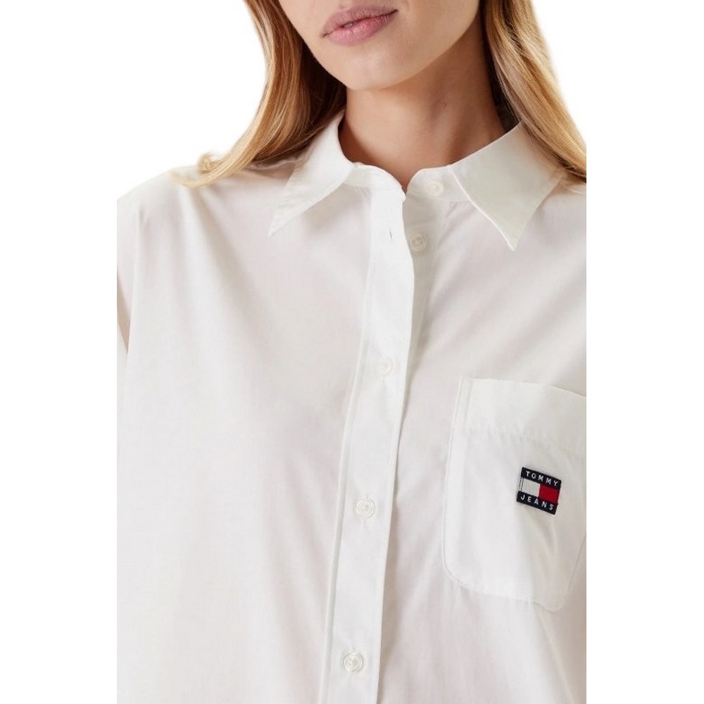 TOMMY JEANS OVS MINI SHIRT DRESS EXT ΦΟΡΕΜΑ ΠΟΥΚΑΜΙΣΟ ΓΥΝΑΙΚΕΙΟ OFF WHITE
