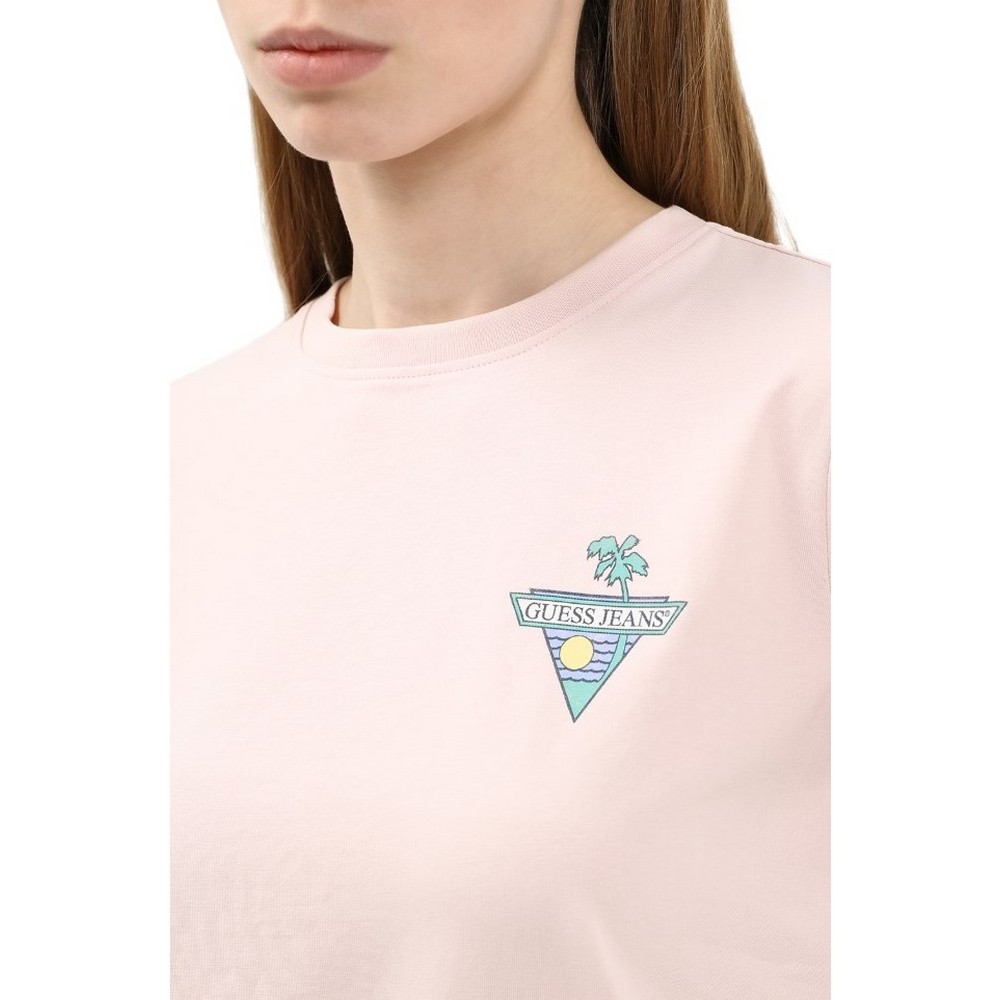 GUESS JEANS CN REG TRIANGL T-SHIRT ΜΠΛΟΥΖΑ ΓΥΝΑΙΚΕΙΑ ROSE
