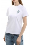 GUESS JEANS CN REG TRIANGL T-SHIRT ΜΠΛΟΥΖΑ ΓΥΝΑΙΚΕΙΑ WHITE