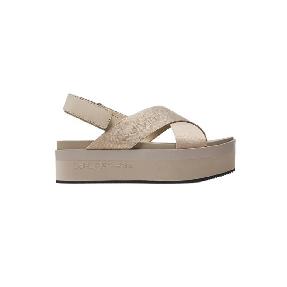 CALVIN KLEIN JEANS FLATFORM SANDAL SLING ΠΕΔΙΛΟ ΓΥΝΑΙΚΕΙΟ EGGSHELL