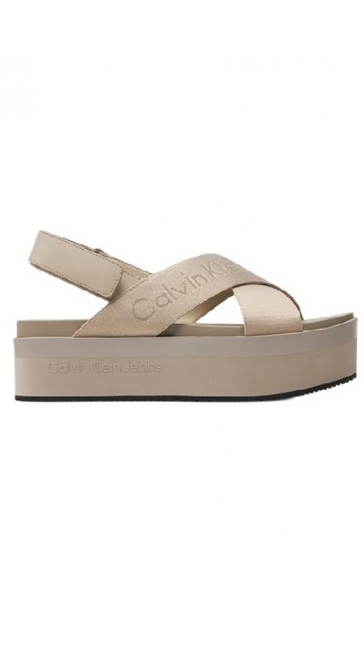 CALVIN KLEIN JEANS FLATFORM SANDAL SLING ΠΕΔΙΛΟ ΓΥΝΑΙΚΕΙΟ EGGSHELL