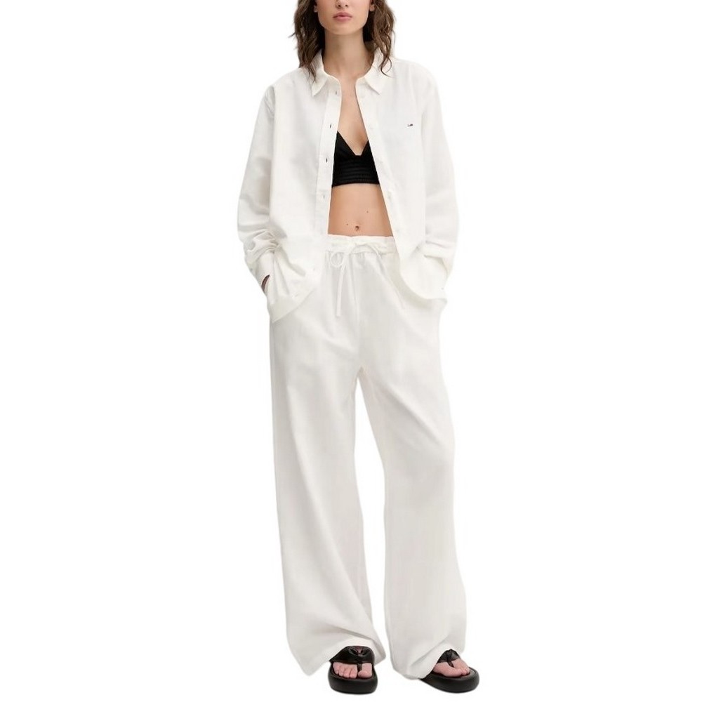 TOMMY JEANS LINEN PANT ΠΑΝΤΕΛΟΝΙ ΓΥΝΑΙΚΕΙΟ OFF WHITE