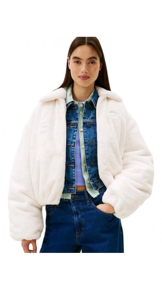 TOMMY JEANS FAUX FUR BOMBER ΜΠΟΥΦΑΝ ΓΥΝΑΙΚΕΙΟ WHITE