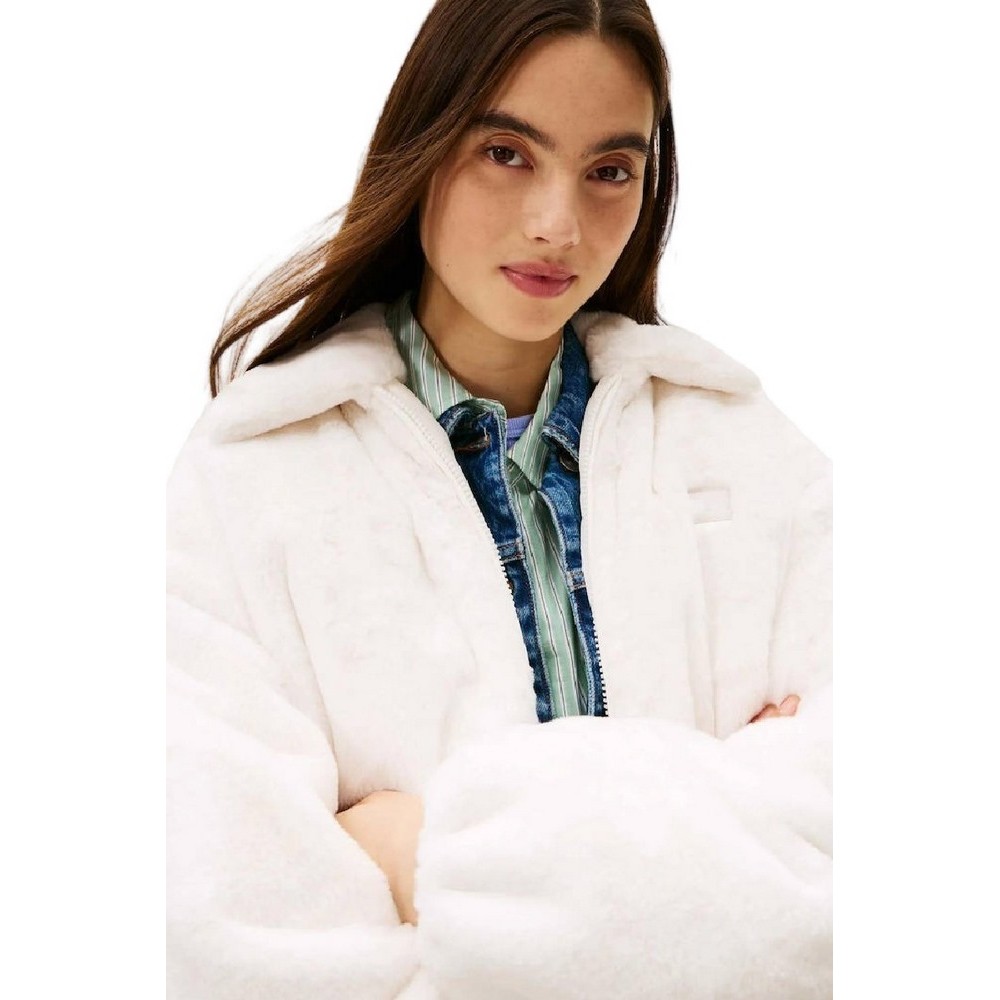 TOMMY JEANS FAUX FUR BOMBER ΜΠΟΥΦΑΝ ΓΥΝΑΙΚΕΙΟ WHITE