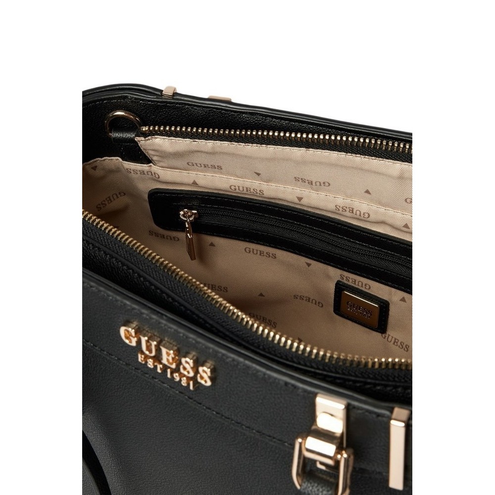 GUESS ANADELA 3 COMP SATCHEL ΤΣΑΝΤΑ ΓΥΝΑΙΚΕΙΑ BLACK