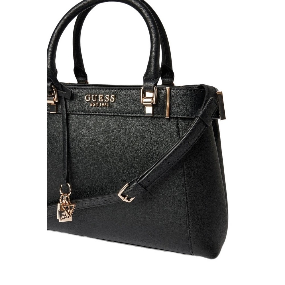 GUESS ANADELA 3 COMP SATCHEL ΤΣΑΝΤΑ ΓΥΝΑΙΚΕΙΑ BLACK