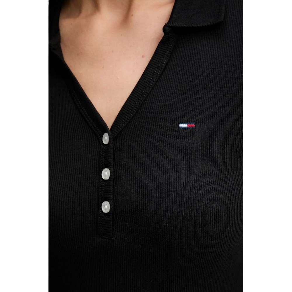 TOMMY JEANS F&F RIB POLO DRESS EXT ΦΟΡΕΜΑ ΓΥΝΑΙΚΕΙΟ BLACK
