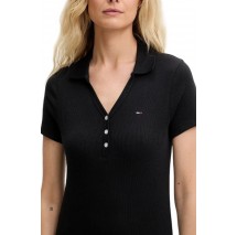 TOMMY JEANS F&F RIB POLO DRESS EXT ΦΟΡΕΜΑ ΓΥΝΑΙΚΕΙΟ BLACK