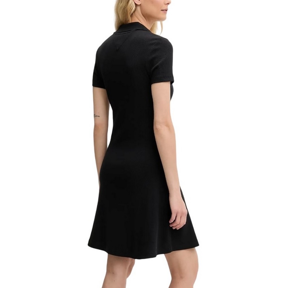 TOMMY JEANS F&F RIB POLO DRESS EXT ΦΟΡΕΜΑ ΓΥΝΑΙΚΕΙΟ BLACK