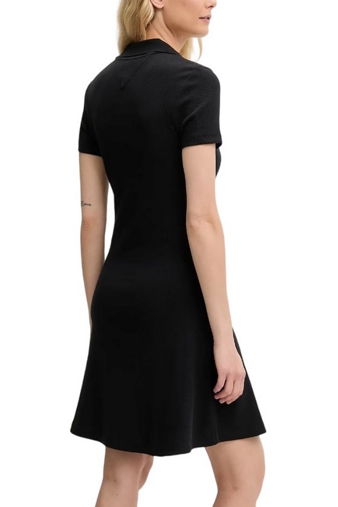 TOMMY JEANS F&F RIB POLO DRESS EXT ΦΟΡΕΜΑ ΓΥΝΑΙΚΕΙΟ BLACK