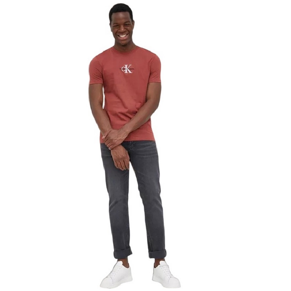 CALVIN KLEIN JEANS MONOGRAM LOGO TEE T-SHIRT ΑΝΔΡΙΚΟ WIT BROWN