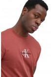 CALVIN KLEIN JEANS MONOGRAM LOGO TEE T-SHIRT ΑΝΔΡΙΚΟ WIT BROWN