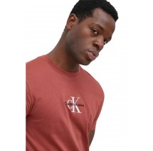 CALVIN KLEIN JEANS MONOGRAM LOGO TEE T-SHIRT ΑΝΔΡΙΚΟ WIT BROWN