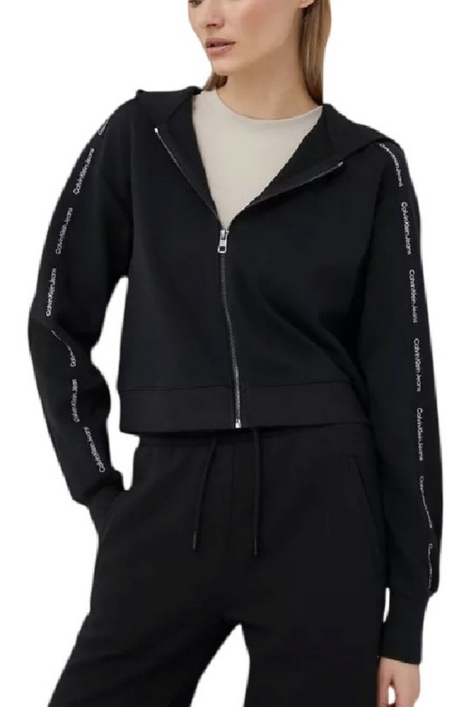 CALVIN KLEIN JEANS SLEEVES LOGO PIPING ZIP-THROUGH ΖΑΚΕΤΑ ΓΥΝΑΙΚΕΙΑ BLACK