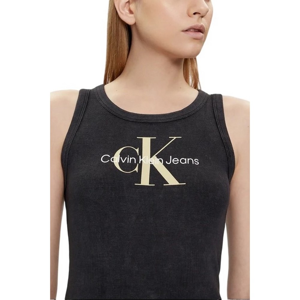 CALVIN KLEIN JEANS ARCHIVAL MONOLOGO RIB TANK DRESS ΦΟΡΕΜΑ ΓΥΝΑΙΚΕΙΟ BLACK