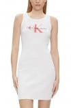 CALVIN KLEIN JEANS ARCHIVAL MONOLOGO RIB TANK DRESS ΦΟΡΕΜΑ ΓΥΝΑΙΚΕΙΟ BRIGHT WHITE