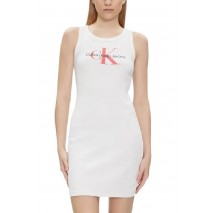 CALVIN KLEIN JEANS ARCHIVAL MONOLOGO RIB TANK DRESS ΦΟΡΕΜΑ ΓΥΝΑΙΚΕΙΟ BRIGHT WHITE