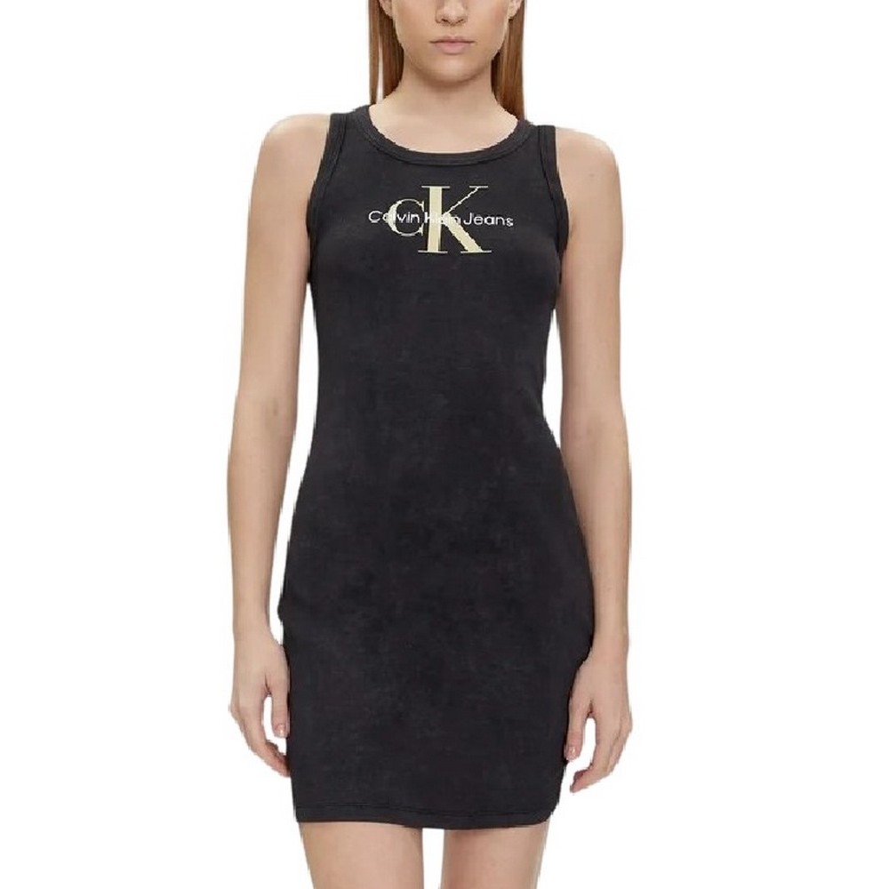 CALVIN KLEIN JEANS ARCHIVAL MONOLOGO RIB TANK DRESS ΦΟΡΕΜΑ ΓΥΝΑΙΚΕΙΟ BLACK