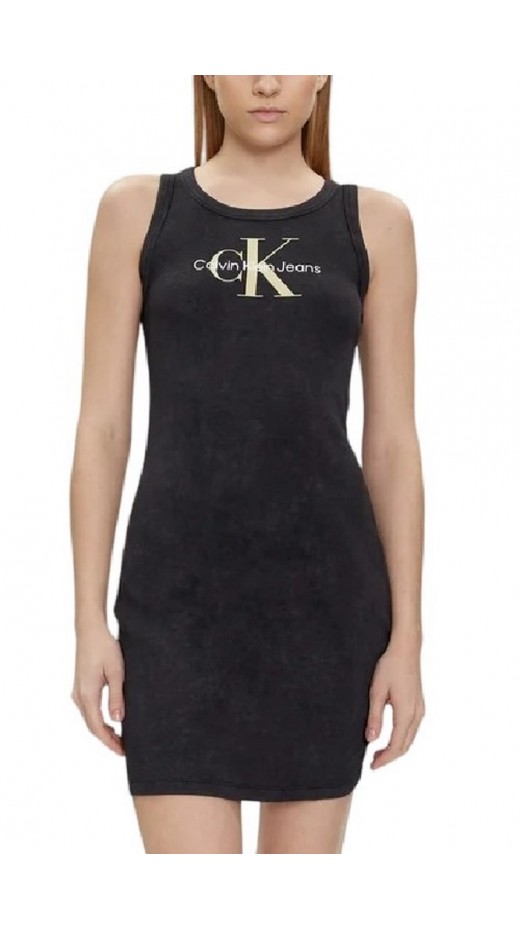 CALVIN KLEIN JEANS ARCHIVAL MONOLOGO RIB TANK DRESS ΦΟΡΕΜΑ ΓΥΝΑΙΚΕΙΟ BLACK