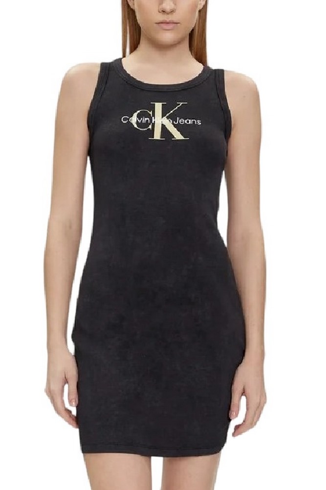 CALVIN KLEIN JEANS ARCHIVAL MONOLOGO RIB TANK DRESS ΦΟΡΕΜΑ ΓΥΝΑΙΚΕΙΟ BLACK