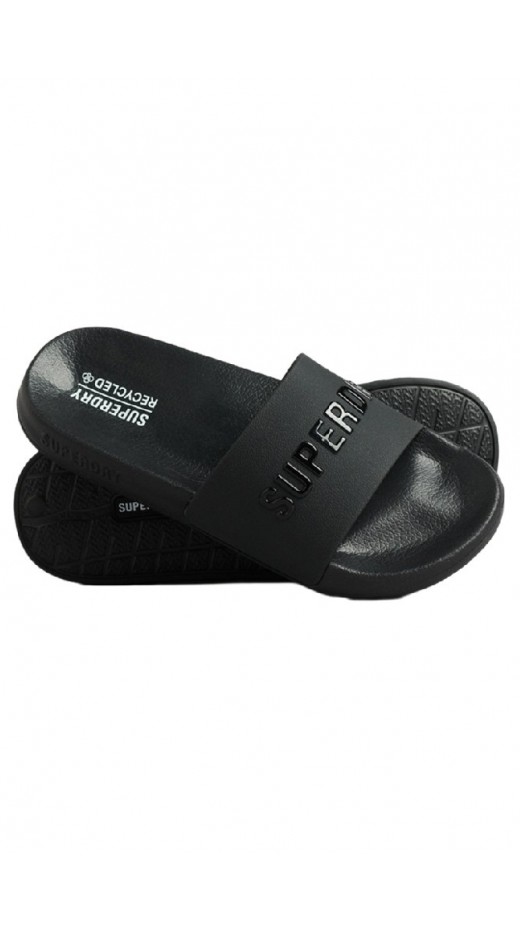 SUPERDRY LOGO VEGAN POOL SLIDE ΠΑΝΤΟΦΛΑ ΓΥΝΑΙΚΕΙΑ BLACK