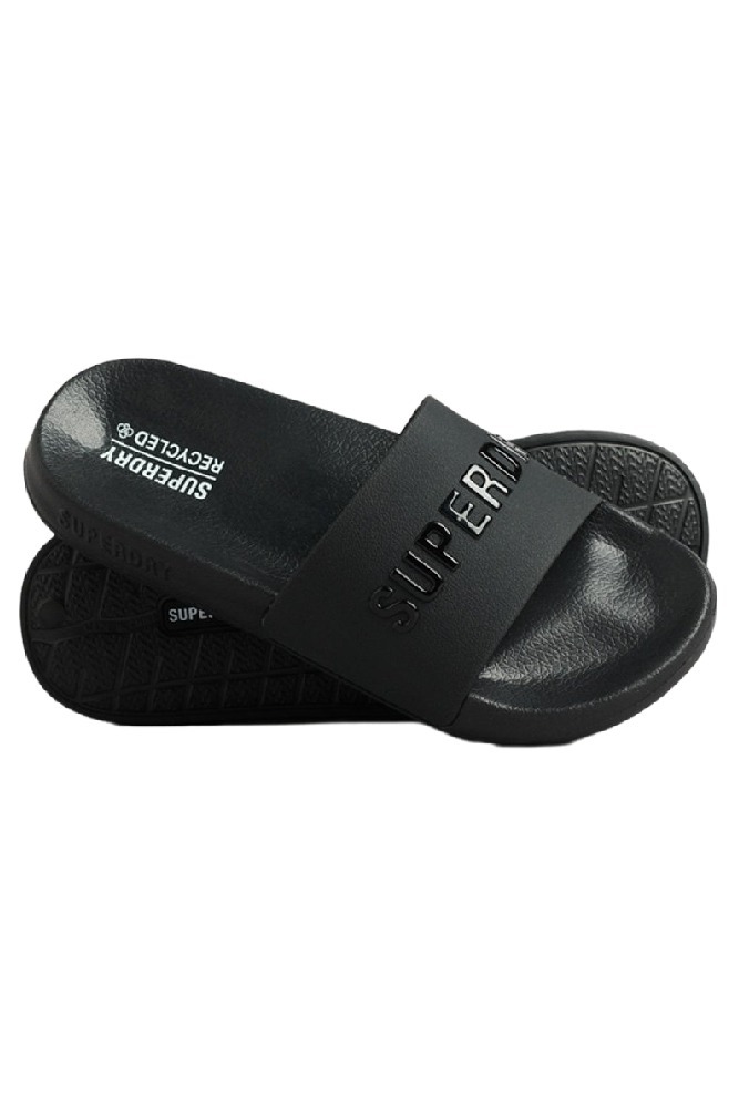 SUPERDRY LOGO VEGAN POOL SLIDE ΠΑΝΤΟΦΛΑ ΓΥΝΑΙΚΕΙΑ BLACK