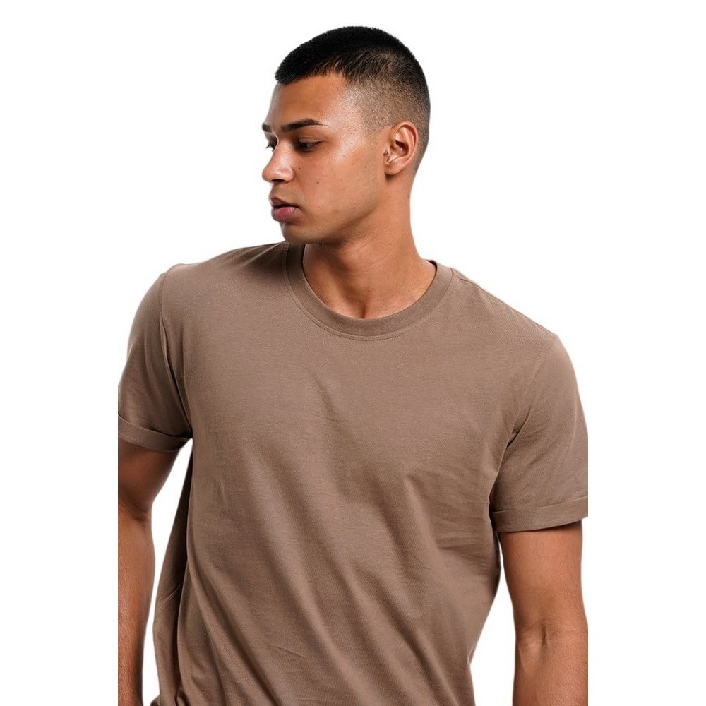 CALVIN KLEIN JEANS BADGE TURN UP SLEEVE  T-SHIRT ΑΝΤΡΙΚΟ COFFEE