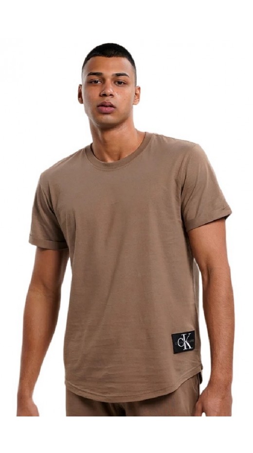 CALVIN KLEIN JEANS BADGE TURN UP SLEEVE  T-SHIRT ΑΝΤΡΙΚΟ COFFEE