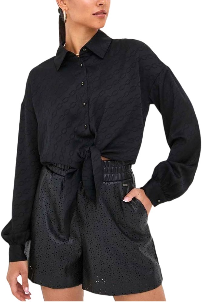 GUESS LS NEW BOWED JUNE TOP ΠΟΥΚΑΜΙΣΟ ΓΥΝΑΙΚΕΙΟ BLACK