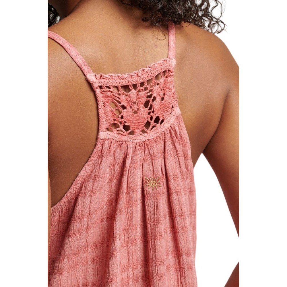 SUPERDRY D2 OVIN VINTAGE LONG HALTER CAMI DRESS ΦΟΡΕΜΑ ΓΥΝΑΙΚΕΙΟ PINK