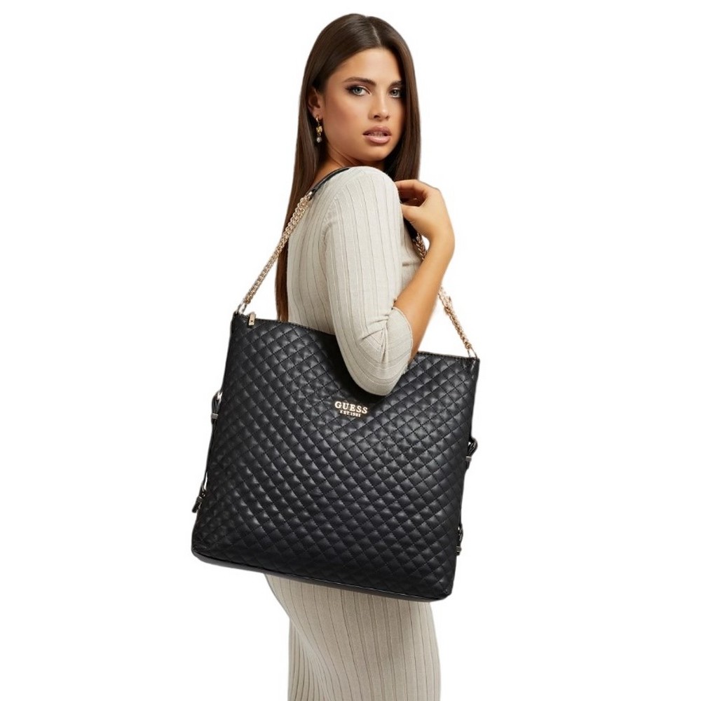 GUESS ADAM LARGE ELITE TOTE ΤΣΑΝΤΑ ΓΥΝΑΙΚΕΙΑ BLACK