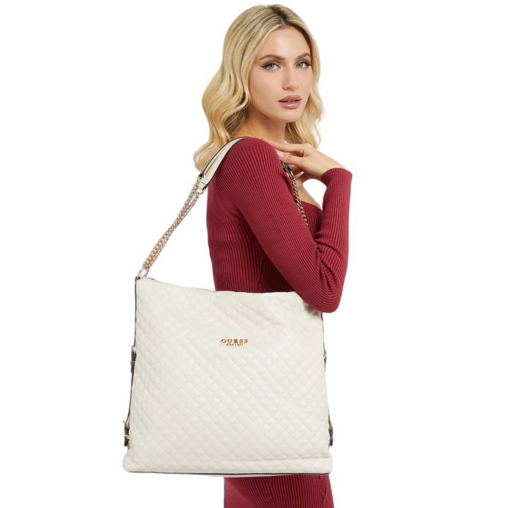 GUESS ADAM LARGE ELITE TOTE ΤΣΑΝΤΑ ΓΥΝΑΙΚΕΙΑ ECRU