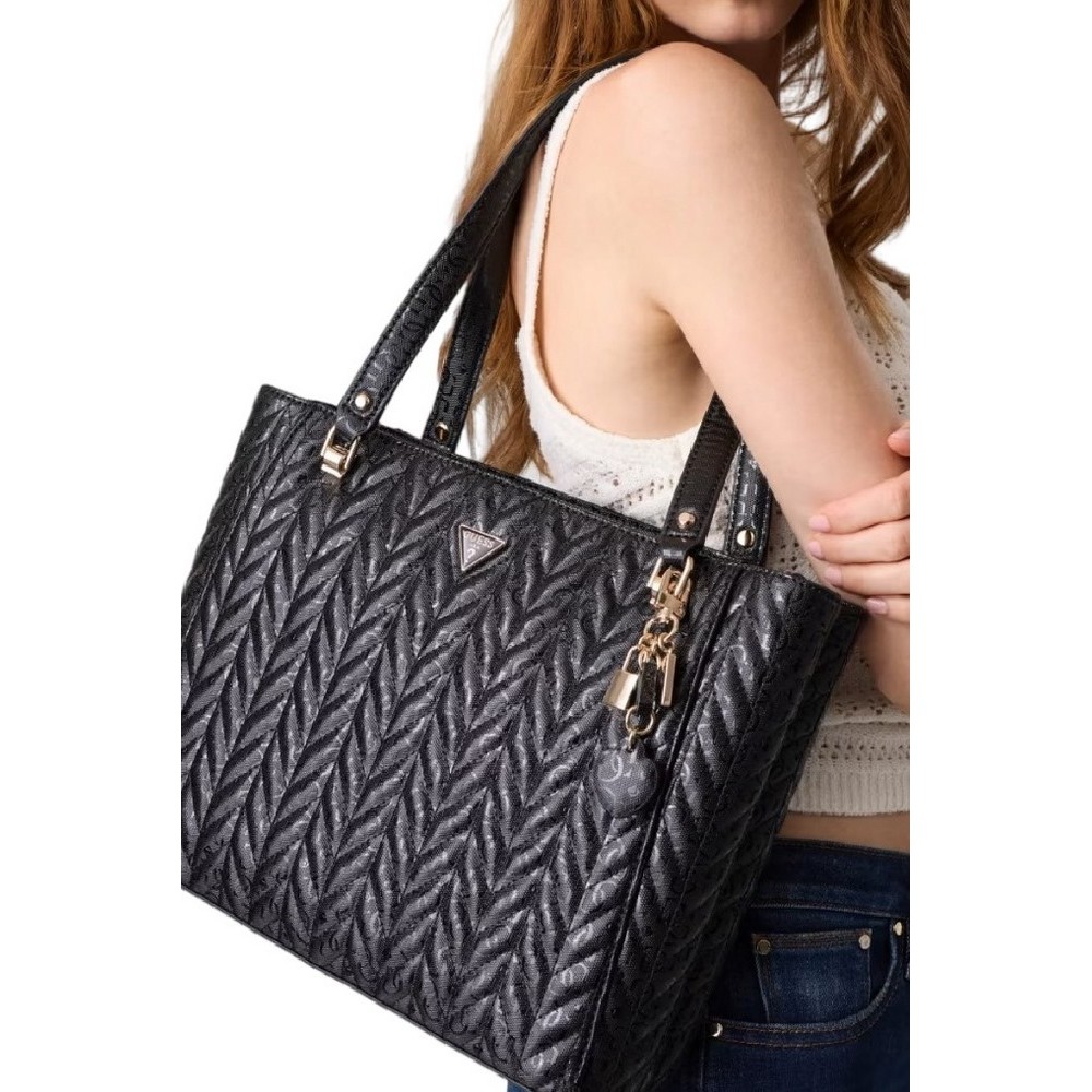 GUESS STACEY NOEL TOTE ΤΣΑΝΤΑ ΓΥΝΑΙΚΕΙΑ BLACK