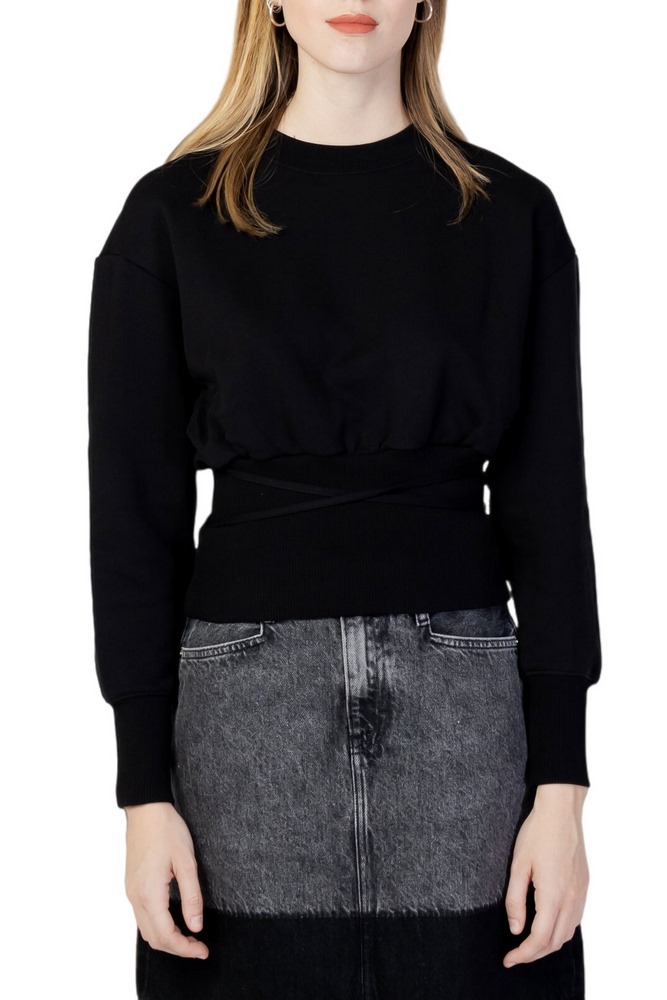 CALVIN KLEIN JEANS WAIST STRAPS CREW NECK ΜΠΛΟΥΖΑ ΦΟΥΤΕΡ ΓΥΝΑΙΚΕΙΑ BLACK