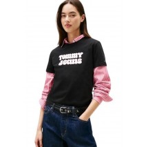 TOMMY JEANS REG ESSENTIAL LOGO 2 TEE EXT T-SHIRT ΜΠΛΟΥΖΑ ΓΥΝΑΙΚΕΙΑ BLACK