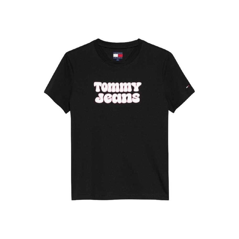 TOMMY JEANS REG ESSENTIAL LOGO 2 TEE EXT T-SHIRT ΜΠΛΟΥΖΑ ΓΥΝΑΙΚΕΙΑ BLACK