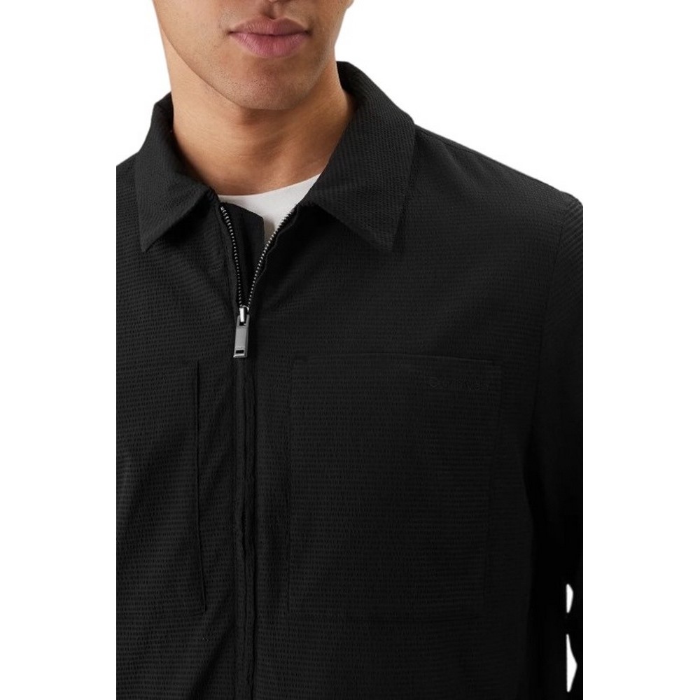 CALVIN KLEIN SEERSUCKER BLOUSON JACKET ΜΠΟΥΦΑΝ ΑΝΔΡΙΚΟ BLACK