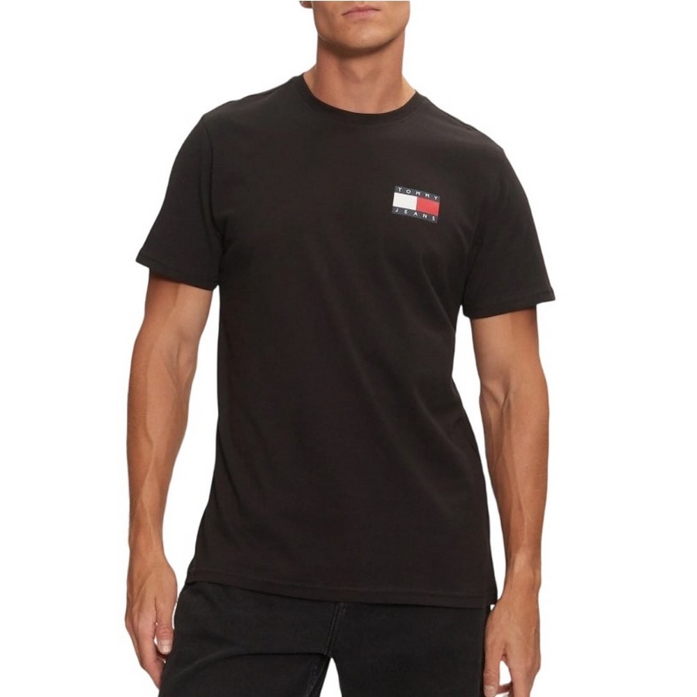 TOMMY JEANS SLIM ESSENTIAL FLAG TEE T-SHIRT ΜΠΛΟΥΖΑ ΑΝΔΡΙΚΗ BLACK