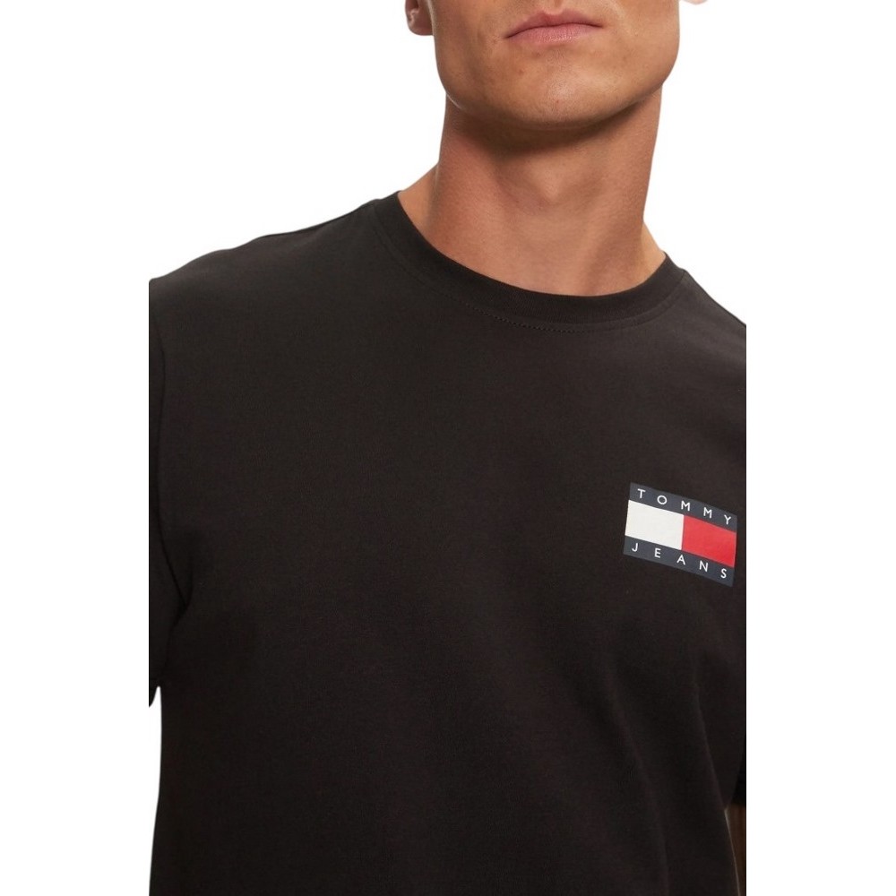TOMMY JEANS SLIM ESSENTIAL FLAG TEE T-SHIRT ΜΠΛΟΥΖΑ ΑΝΔΡΙΚΗ BLACK