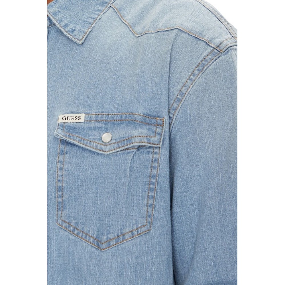 GUESS TRUCKEE L/S SHIRT ΠΟΥΚΑΜΙΣΟ ΑΝΔΡΙΚΟ DENIM LIGHT