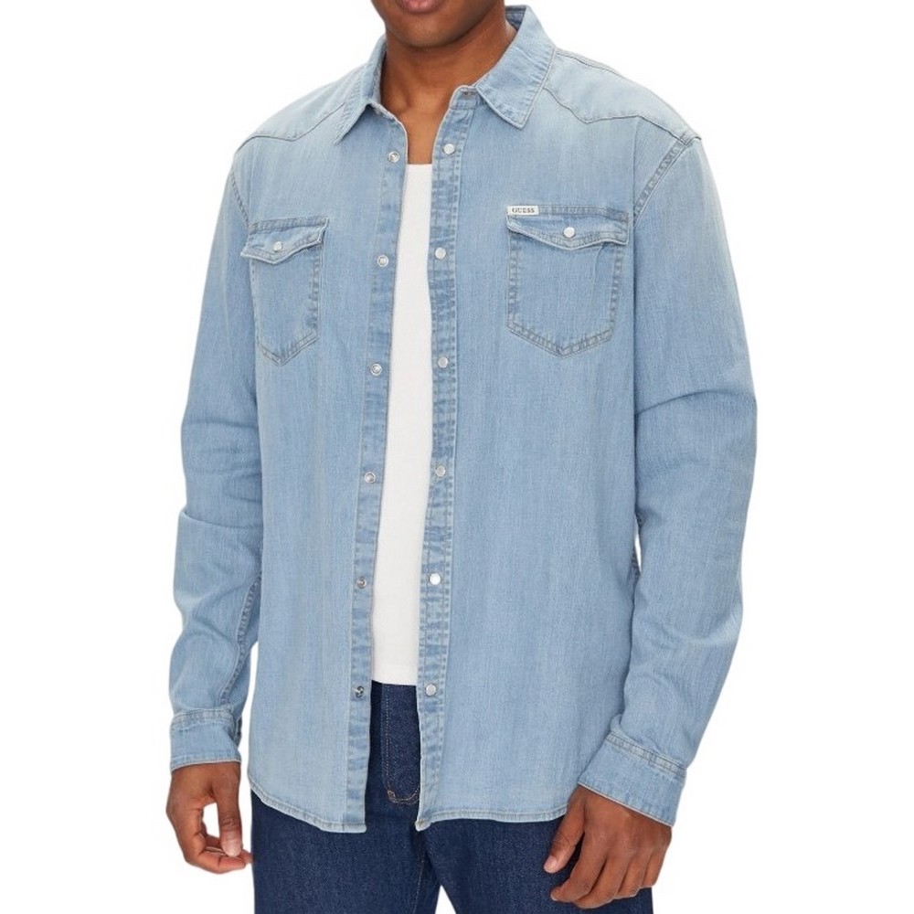 GUESS TRUCKEE L/S SHIRT ΠΟΥΚΑΜΙΣΟ ΑΝΔΡΙΚΟ DENIM LIGHT