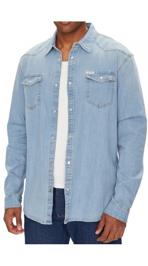 GUESS TRUCKEE L/S SHIRT ΠΟΥΚΑΜΙΣΟ ΑΝΔΡΙΚΟ DENIM LIGHT