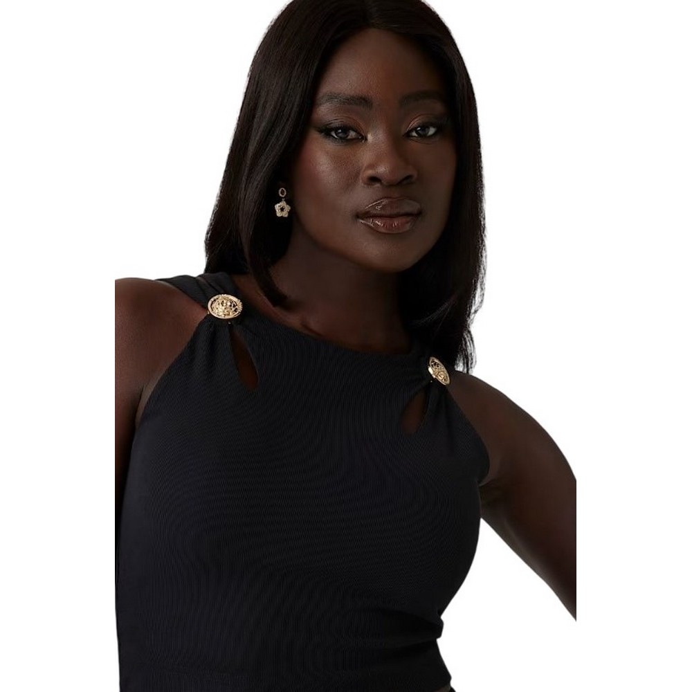 GUESS ZAMA CUT OUT DETAILS CROP TOP ΤΟΠ ΜΠΛΟΥΖΑ ΓΥΝΑΙΚΕΙΑ BLACK