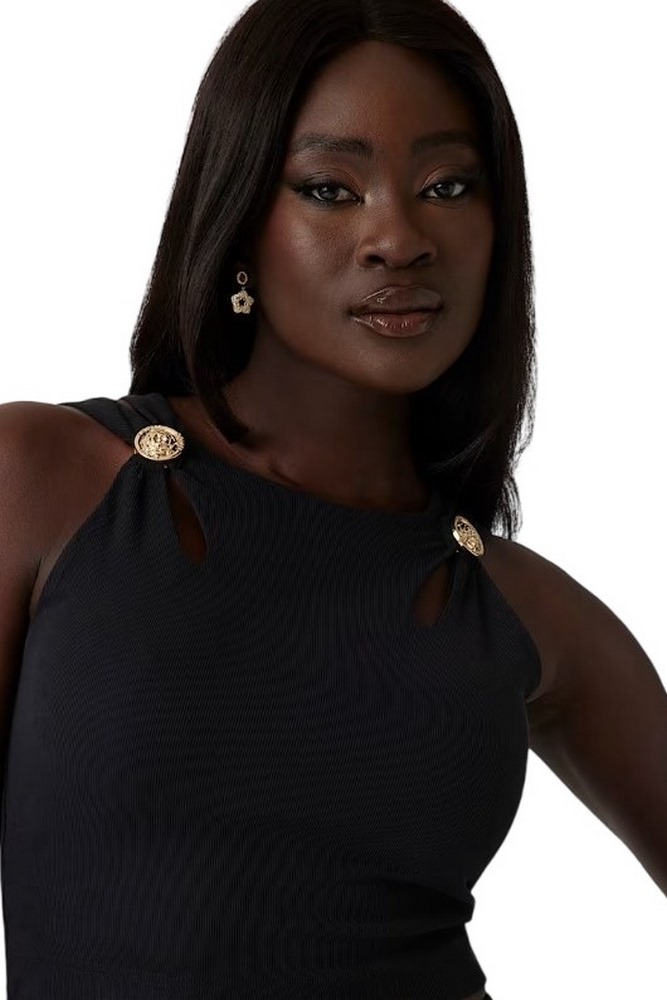 GUESS ZAMA CUT OUT DETAILS CROP TOP ΤΟΠ ΜΠΛΟΥΖΑ ΓΥΝΑΙΚΕΙΑ BLACK