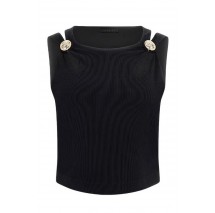 GUESS ZAMA CUT OUT DETAILS CROP TOP ΤΟΠ ΜΠΛΟΥΖΑ ΓΥΝΑΙΚΕΙΑ BLACK